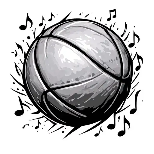 Basketball And Music Notes Forming