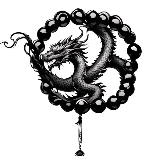 Chineese Dragon Warped Around Praying Beads