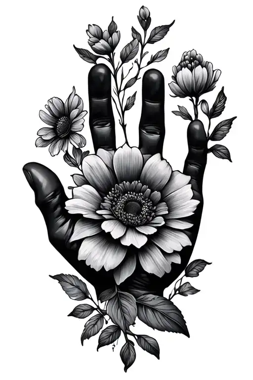 Hand Print In Flowers