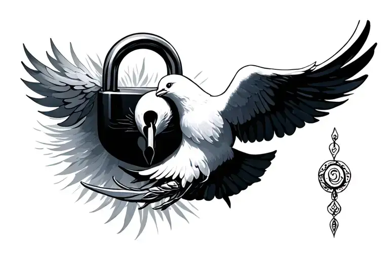 A Silver Lock Intertwined With A Radiant White Dove
