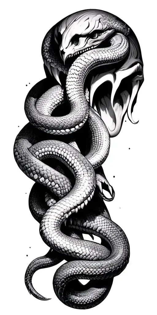 Medua Head With Snakes Going All