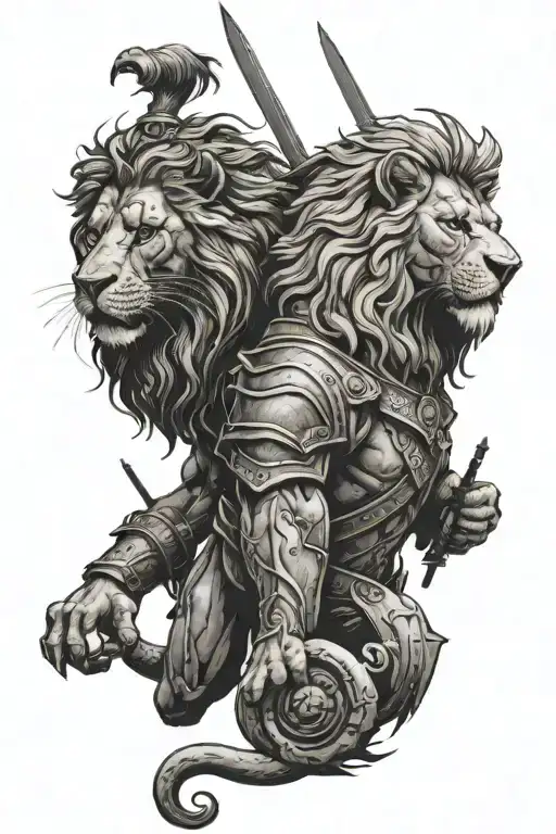 Leo Lion And Warrior Soldier