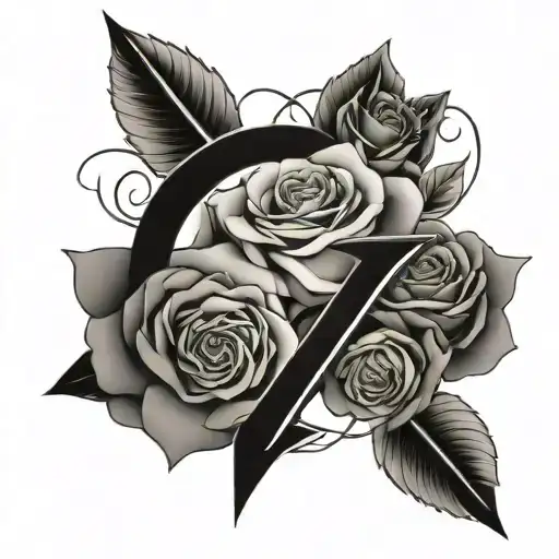 Arrow And Roses Intertwined With Infinite Love Written Under