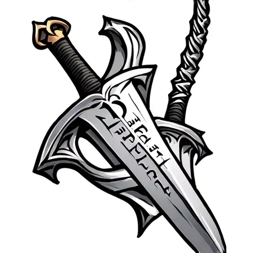 Christian Sword Tatoo With Hebrew Writing