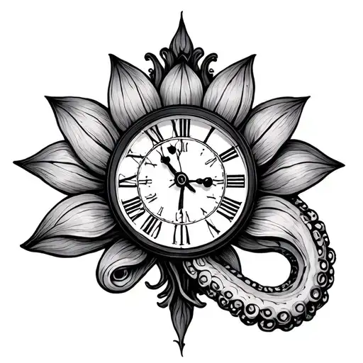 Octopus Tentacle Lotus Clock Embedded