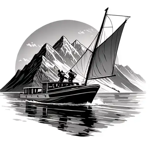 Mountain Boat Sailing Ski