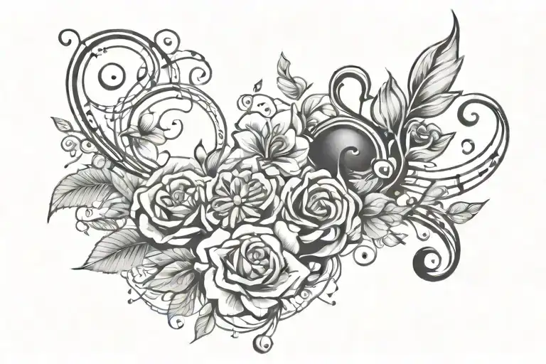 Flowers Delicated Feminin Cherrys Sewings Music Notes