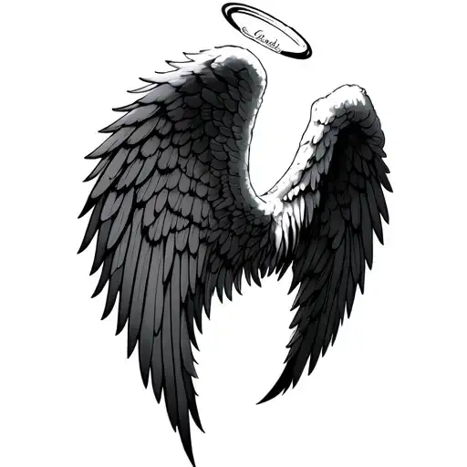 Angel Wings And Halo With Names Incorporated