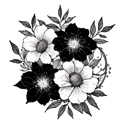 Libra And Gemini Constellation With Flowers Intertwined