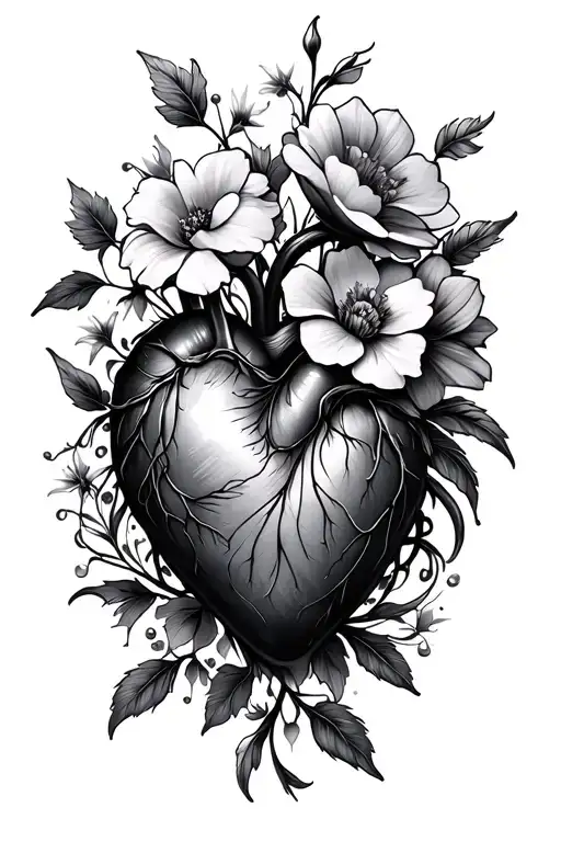 Heart And Flowers Intertwined