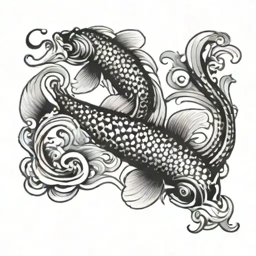 Koi Fish And Smoke Swirling