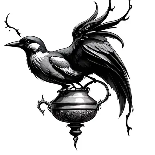 Ghostly Bird Emerging From Genie Lamp