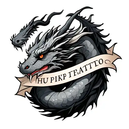 Text With Dragon Wrapped