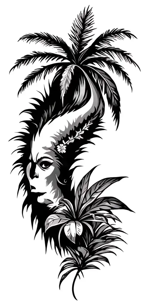 Puerto Rican American Caribbean Motifs With Some Nature Elements Of Island Life