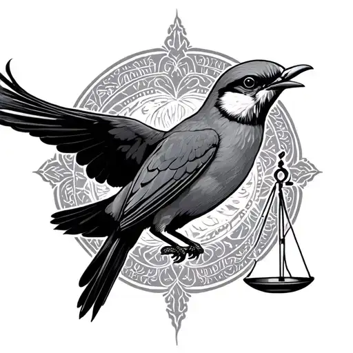 Bird Flying Holding Libra Scale