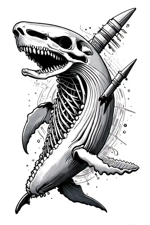 Half Whale Skeleton Half Missile