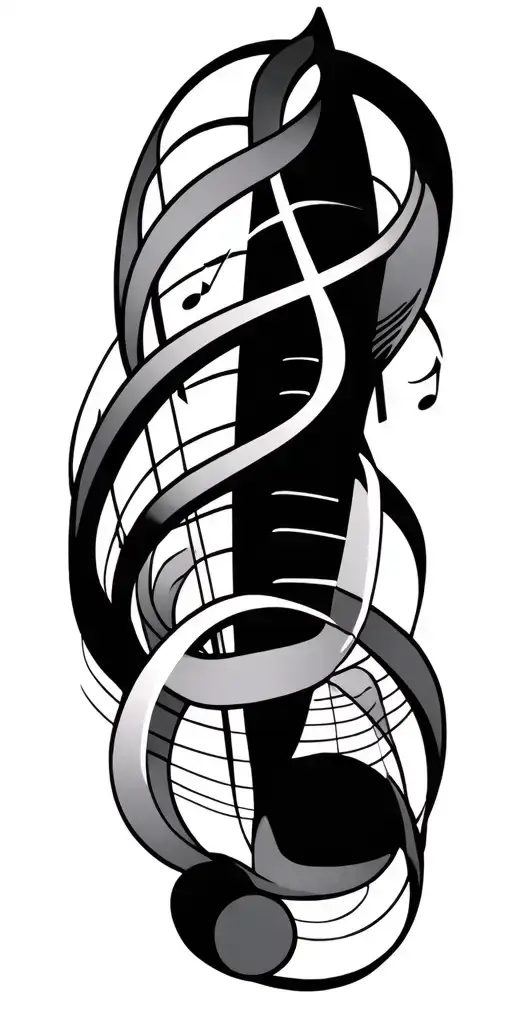 Music Staff Double Helix With Musical Notes