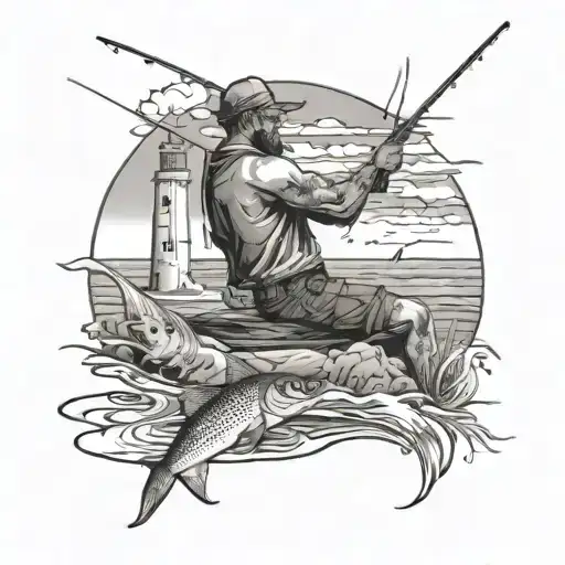 In The Beach Fishing Scene Featuring