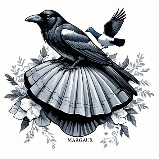 A Crow With A Dove That Flies Together With A Shell Dress With The Margaux First Name