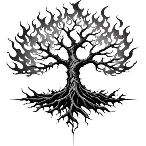 Tree Of Life Engulfed In Flames