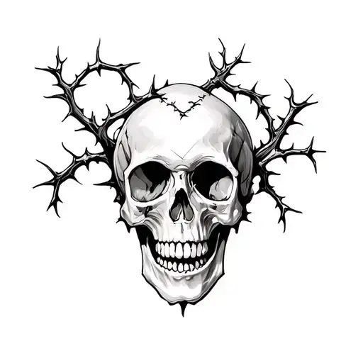 Skull And Thorny Vines