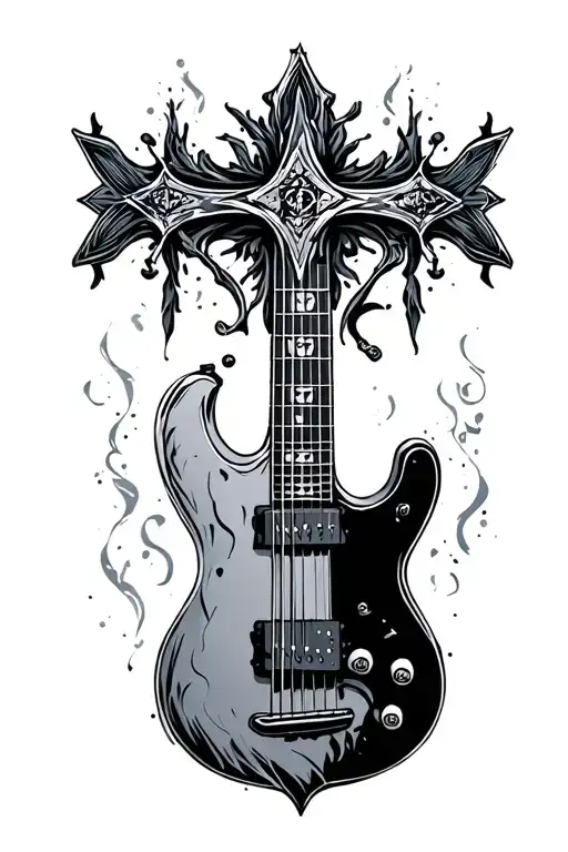 Cross With A Guitar Shape