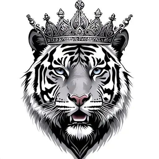 Tiger With A Crown Made Entirely Of Intricate
