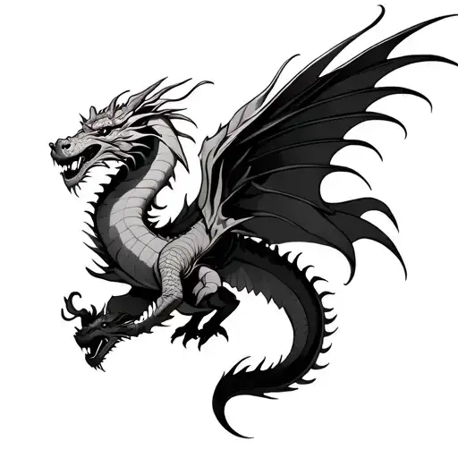 Samuray And Dragon Flying