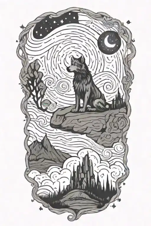 Van Gogh Starry Night With Leo Constellation Intertwined