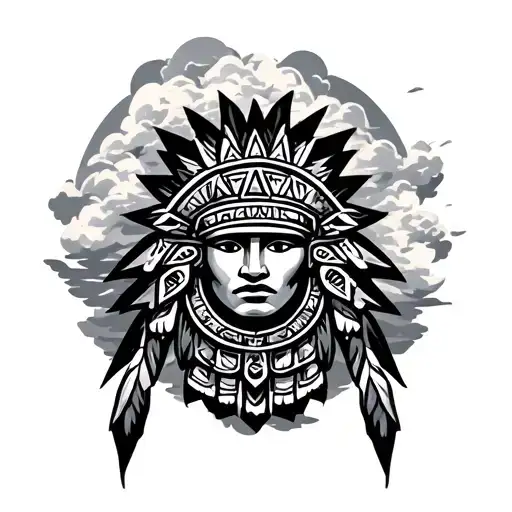 Aztec Symbol With Clouds
