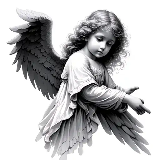 A Small Angel Shooting Downward