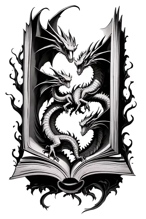 Open Book With Multiple Small Dragons Flying Out Of The Pages