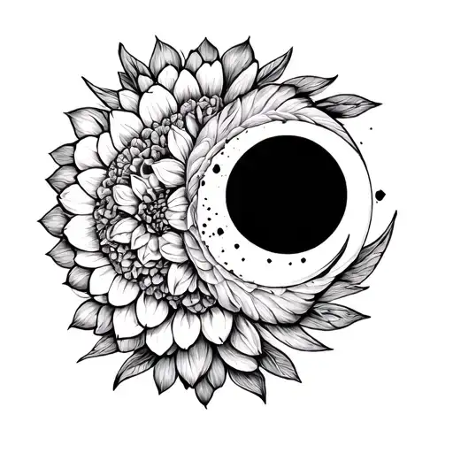 Dahlia Mandala With A Moon