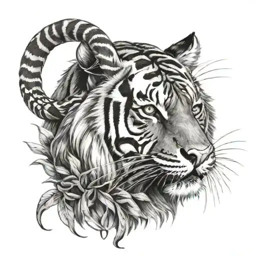 Tiger With Snakes Hair