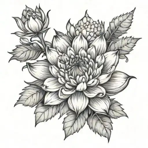 Chrysanthemum Water Lilly And Larkspur