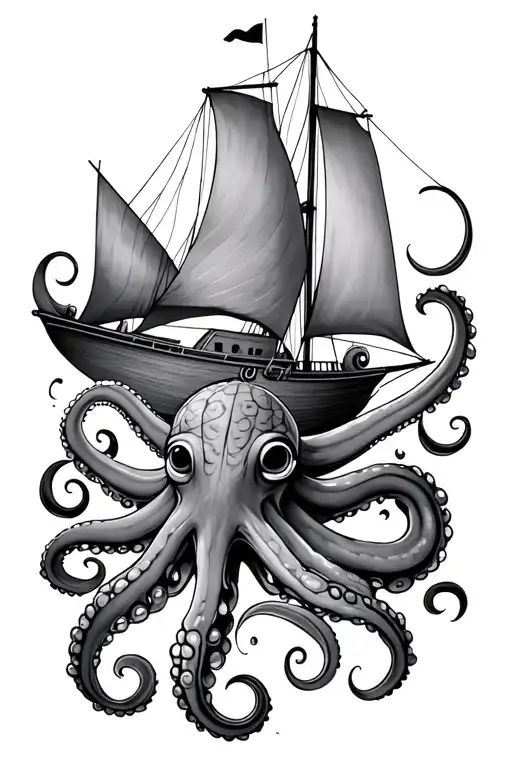 Octopus And Sailboat