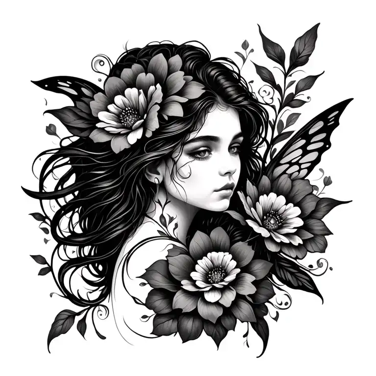 Fairy Made Of Flowers Intertwined