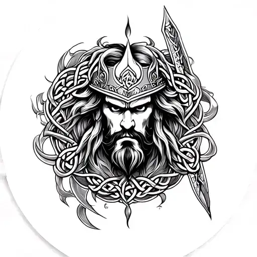 Celtic Warrior Sleeve Tattoo Design For Full Arm