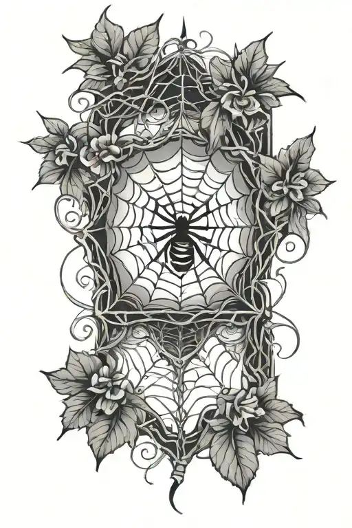 Spider Web Design But Webs Are Vines Wrapping