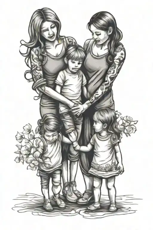 Mother With Son And Daughter Holding Hands