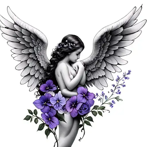 Violets Hugged With Angel Wings