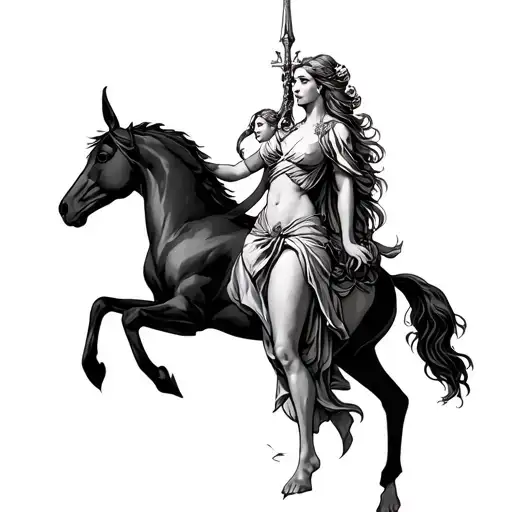 Sagittarius And Virgo Maiden Centaur Posing