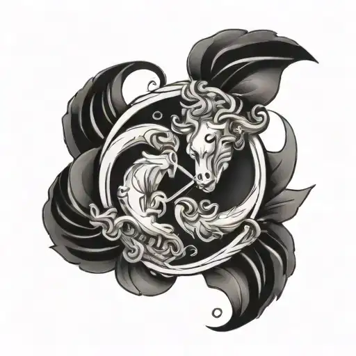 Aries & Pisces Zodiac Sign Intertwined