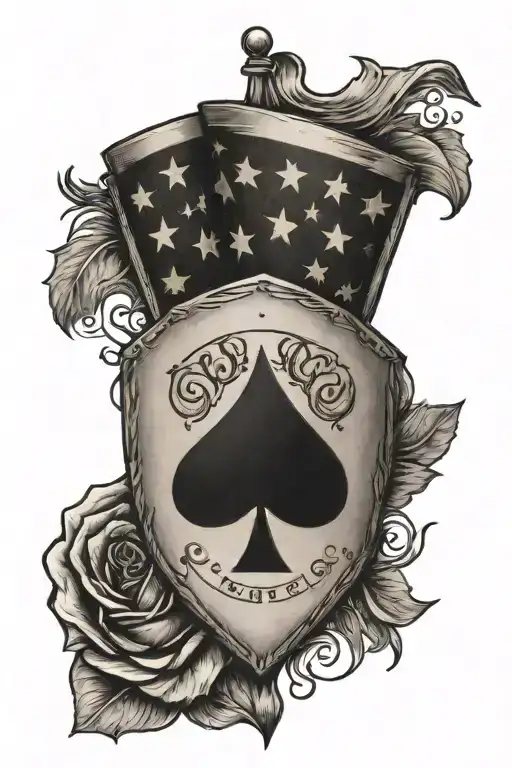 Ace Card And American Flag