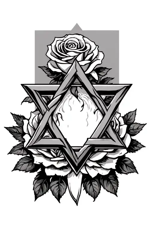 Star Of David Put A Cross And A Little Pit Of Rose