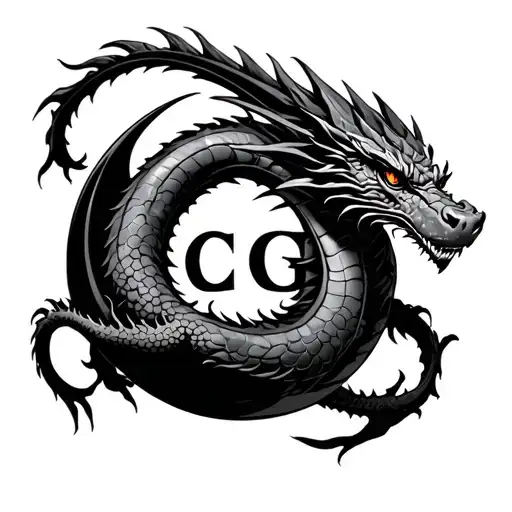 Dragon In Sphere Within The Wait Is Seen C G B L Are There Are Letters Like Hidden Within The