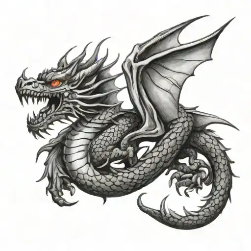 Half Leg Tatto With Dragon As The Centre Bit Showing