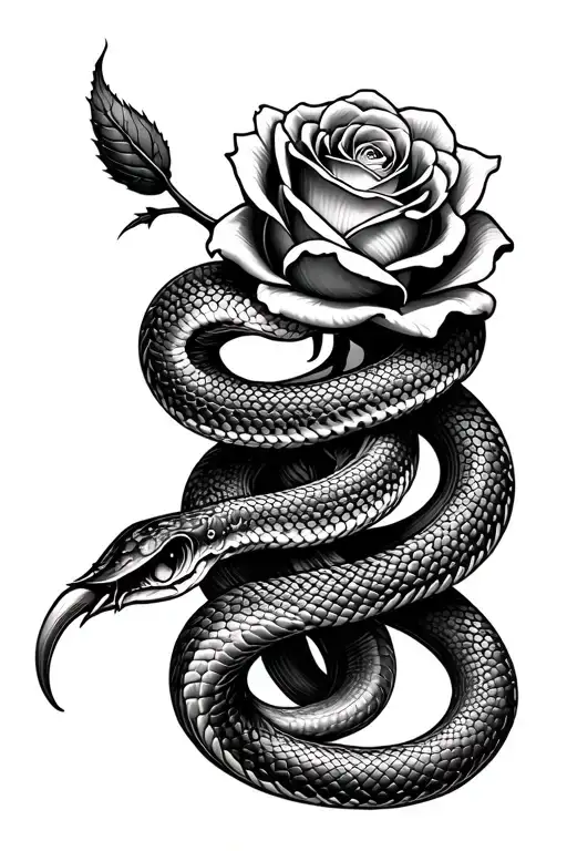 Rose Hand Blade Snake Wrapped Together