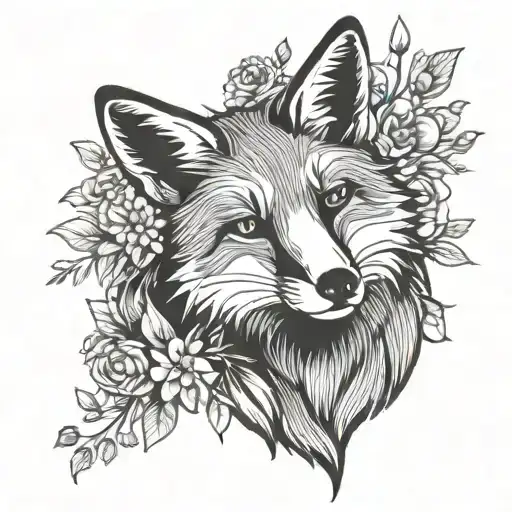 Fox With Flowers