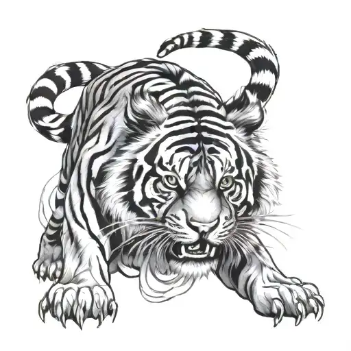 Flames Surrounding A Tiger Walking